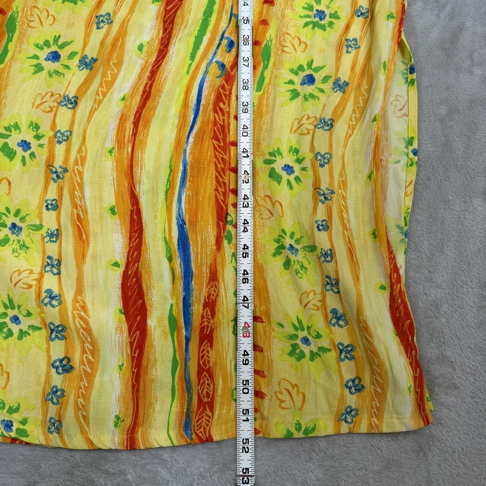 Vtg Big Hed Designs Dress Womens XL Yellow Floral Maxi Sundress Beach Funky Lady - Picture 10 of 12